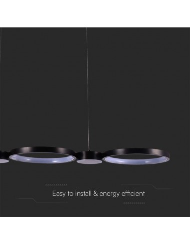 10044-Lampadario LED a Sospensione con  Cerchi  in Metallo Colore Nero  -6