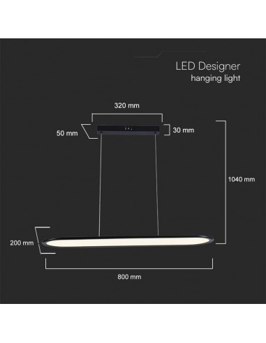 10045-Lampadario LED a Sospensione   Colore Nero -2