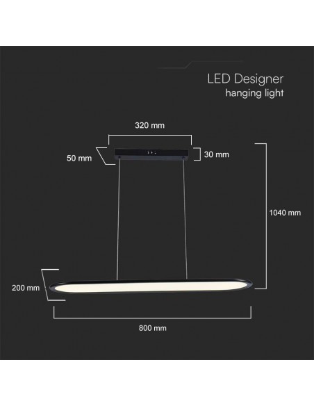 10045-Lampadario LED a Sospensione   Colore Nero -2