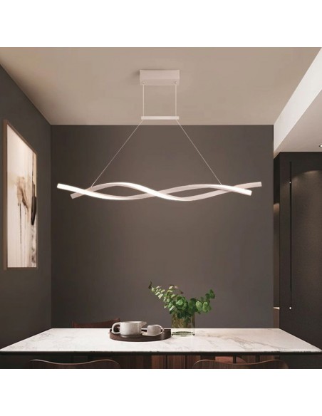 10050-Lampadario LED a Sospensione  in Metallo dal Design Moderno xcm Colore Bianco -3