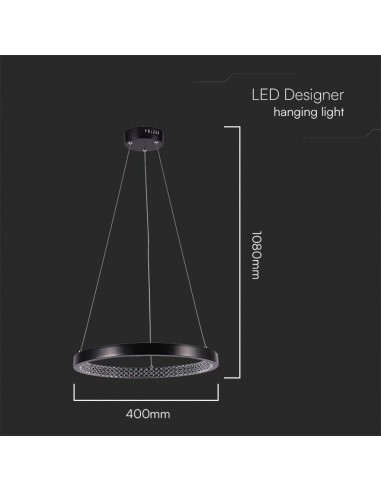 10051-Lampadario LED a Sospensione Circolare  in Metallo Colore Nero  -2