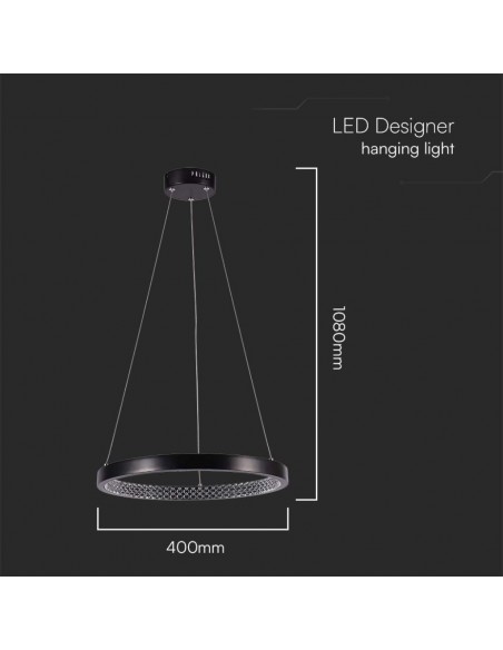 10051-Lampadario LED a Sospensione Circolare  in Metallo Colore Nero  -2