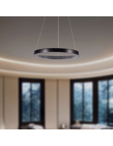 10052-Lampadario LED a Sospensione Circolare  in Metallo Colore Nero  -3
