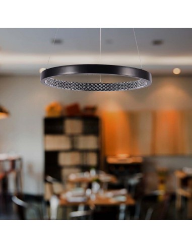 10052-Lampadario LED a Sospensione Circolare  in Metallo Colore Nero  -4