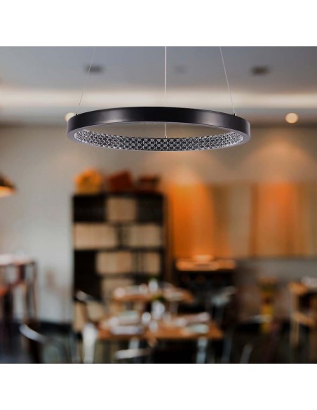 10052-Lampadario LED a Sospensione Circolare  in Metallo Colore Nero  -4