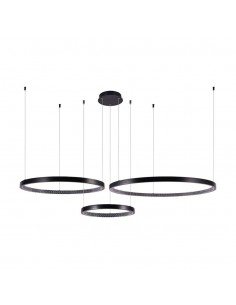 10053-Lampadario LED a Sospensione con  Cerchi  in Metallo Colore Nero  -1