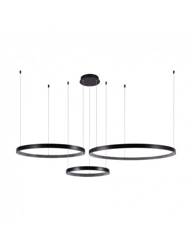 10053-Lampadario LED a Sospensione con  Cerchi  in Metallo Colore Nero  -1
