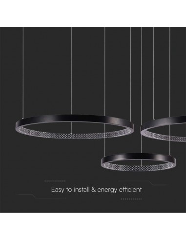 10053-Lampadario LED a Sospensione con  Cerchi  in Metallo Colore Nero  -5