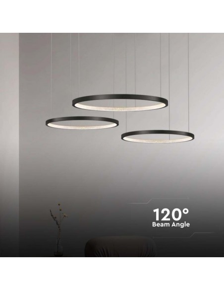 10053-Lampadario LED a Sospensione con  Cerchi  in Metallo Colore Nero  -7