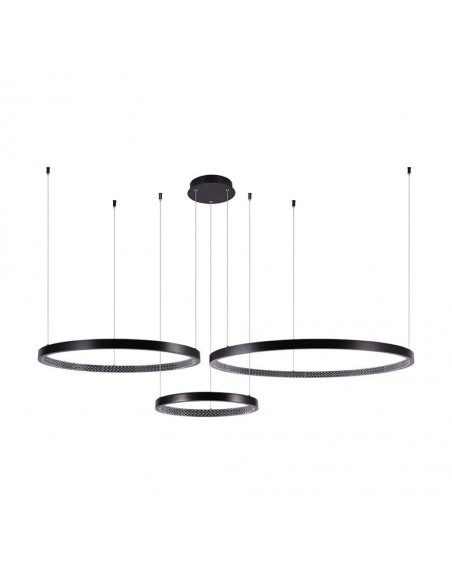 10054-Lampadario LED a Sospensione con  Cerchi  in Metallo Colore Nero  -1