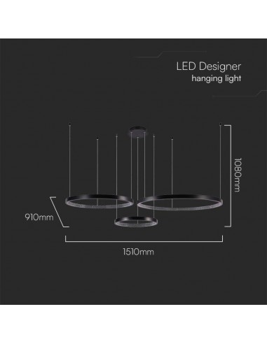 10054-Lampadario LED a Sospensione con  Cerchi  in Metallo Colore Nero  -2