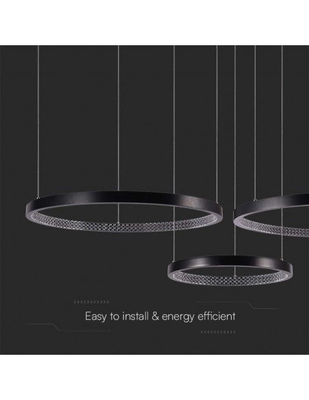 10054-Lampadario LED a Sospensione con  Cerchi  in Metallo Colore Nero  -6