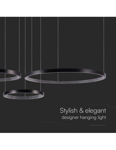 10054-Lampadario LED a Sospensione con  Cerchi  in Metallo Colore Nero  -7