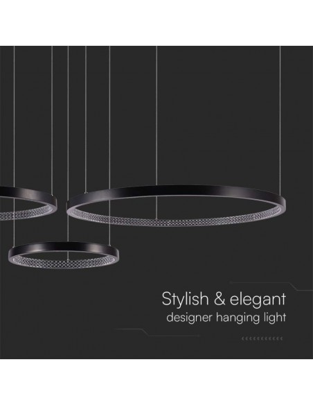 10054-Lampadario LED a Sospensione con  Cerchi  in Metallo Colore Nero  -7