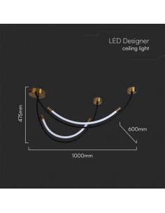 10057-Lampadario LED a Sospensione con  Mezzaluna  in Metallo Nero e Ottone xxCm -1 2