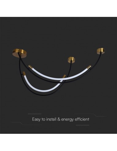 10057-Lampadario LED a Sospensione con  Mezzaluna  in Metallo Nero e Ottone xxCm -6