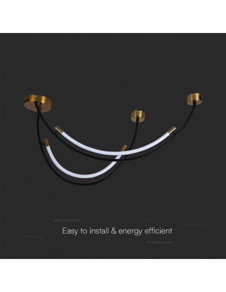 10057-Lampadario LED a Sospensione con  Mezzaluna  in Metallo Nero e Ottone xxCm -6