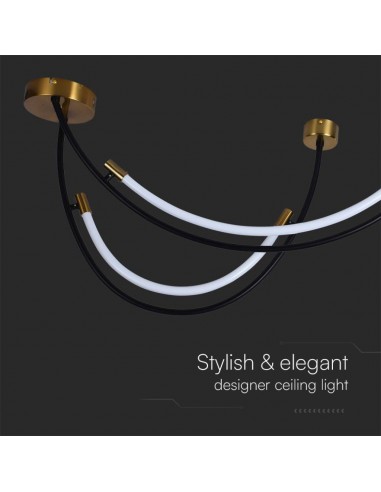 10057-Lampadario LED a Sospensione con  Mezzaluna  in Metallo Nero e Ottone xxCm -7