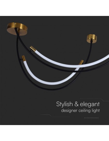 10057-Lampadario LED a Sospensione con  Mezzaluna  in Metallo Nero e Ottone xxCm -7