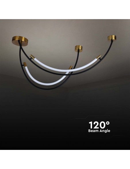 Lampadario LED a Sospensione con 2 Mezzaluna 20W in Metallo Nero e Ottone 100*60*47.5Cm 4000K