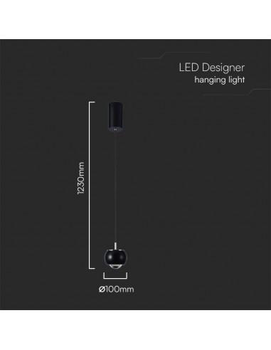 10077-Lampadario LED a Sospensione  Colore Nero  -2