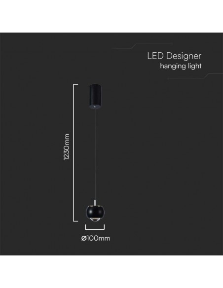 10077-Lampadario LED a Sospensione  Colore Nero  -2