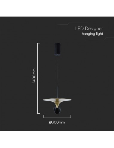 10086-Lampadario LED  dal Design Moderno x Colore Verniciato Oro e Nero -2