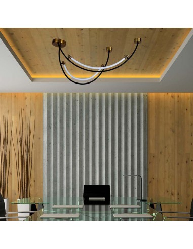 10087-Lampadario LED a Sospensione con  Mezzaluna  in Metallo Nero e Ottone xxCm -3