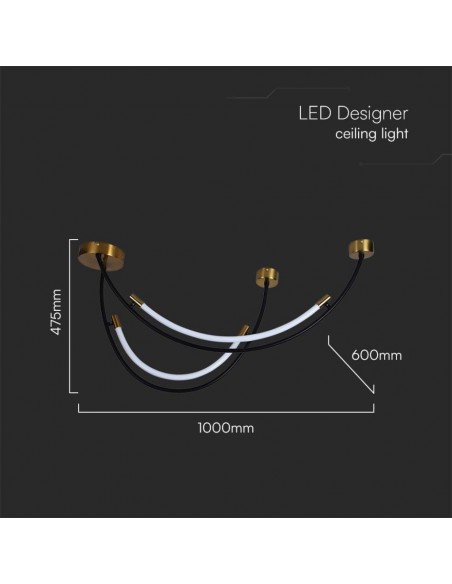 10087-Lampadario LED a Sospensione con  Mezzaluna  in Metallo Nero e Ottone xxCm -4