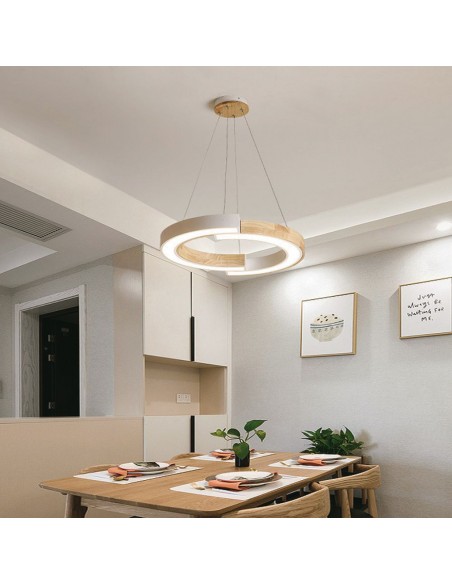 10089-Lampadario LED a Sospensione con  Mezzaluna  in Legno Colore Bianco  -3