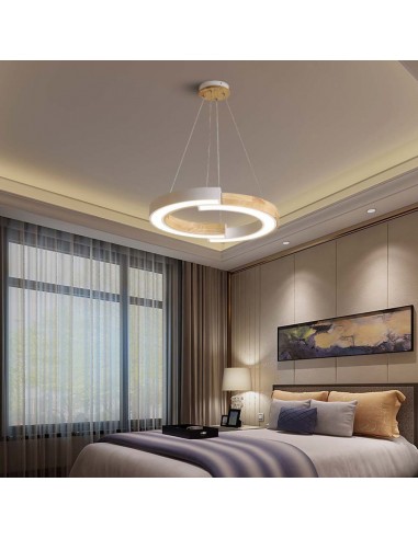 10089-Lampadario LED a Sospensione con  Mezzaluna  in Legno Colore Bianco  -4
