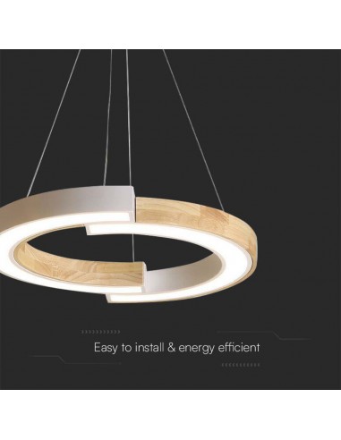 10089-Lampadario LED a Sospensione con  Mezzaluna  in Legno Colore Bianco  -6