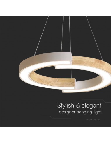 10089-Lampadario LED a Sospensione con  Mezzaluna  in Legno Colore Bianco  -7