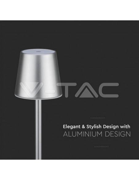 10187-Lampada LED da Tavolo  Colore Grigio ricaricabile con Micro-USB Touch Dimmerabile -4