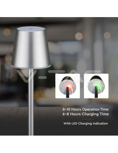 10187-Lampada LED da Tavolo  Colore Grigio ricaricabile con Micro-USB Touch Dimmerabile -5