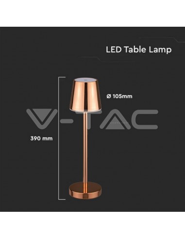 10189-Lampada LED da Tavolo  Colore Rame ricaricabile con Micro-USB Touch Dimmerabile -2