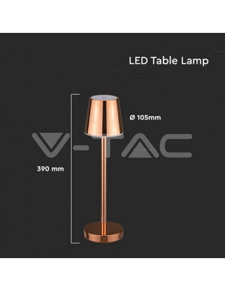 10189-Lampada LED da Tavolo  Colore Rame ricaricabile con Micro-USB Touch Dimmerabile -2