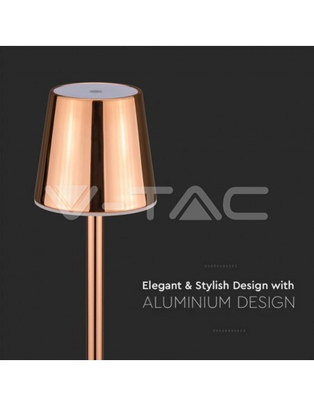 10190-Lampada LED da Tavolo  Colore Rame ricaricabile con Micro-USB Touch Dimmerabile -4