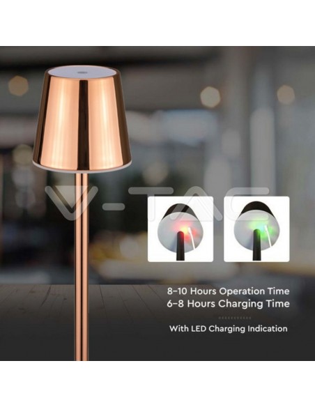 10190-Lampada LED da Tavolo  Colore Rame ricaricabile con Micro-USB Touch Dimmerabile -5