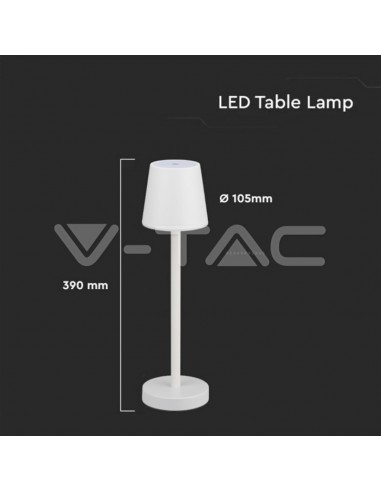 10191-Lampada LED da Tavolo  Colore Bianco ricaricabile con Micro-USB Touch Dimmerabile -2