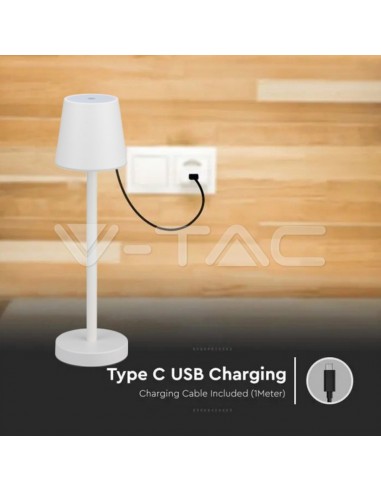 10191-Lampada LED da Tavolo  Colore Bianco ricaricabile con Micro-USB Touch Dimmerabile -3