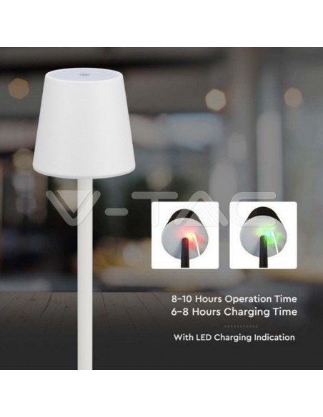 10192-Lampada LED da Tavolo  Colore Bianco ricaricabile con Micro-USB Touch Dimmerabile -5