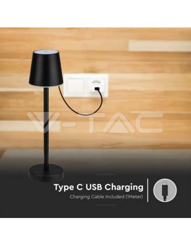 10193-Lampada LED da Tavolo  Colore Nero ricaricabile con Micro-USB Touch Dimmerabile -3