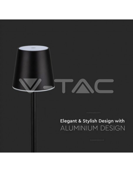 10193-Lampada LED da Tavolo  Colore Nero ricaricabile con Micro-USB Touch Dimmerabile -4