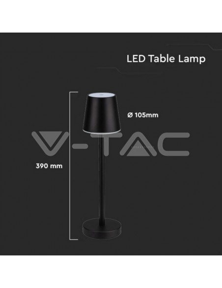 10194-Lampada LED da Tavolo  Colore Nero ricaricabile con Micro-USB Touch Dimmerabile -4