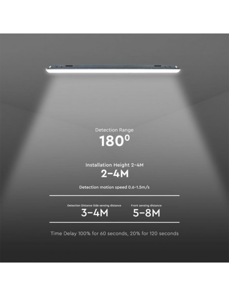 Plafoniera LED Impermeabile 36W 120LM/W con Sensore X-Series 120cm Copertura Satinata 6500K IP65