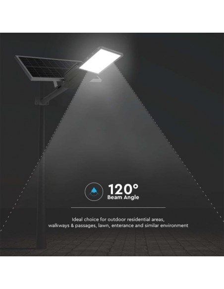 Armatura Stradale Chip Bridgelux 35W con Pannello Solare 70W e Telecomando, Batteria LifePO4, Cavo 1.5m Grigio 4000K IP65