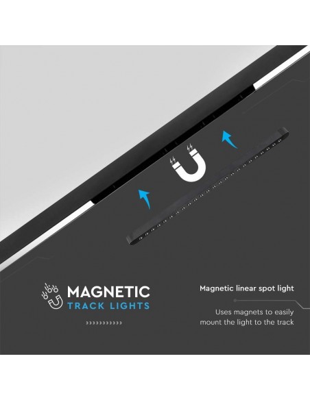 10241-Faretto LED Lineare da Binario Magnetico Slim  Colore Nero -7