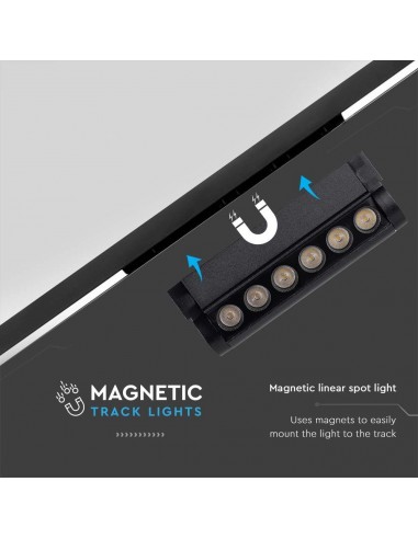 10258-Faretto LED Lineare da Binario Magnetico Regolabile  Colore Nero  IP-7