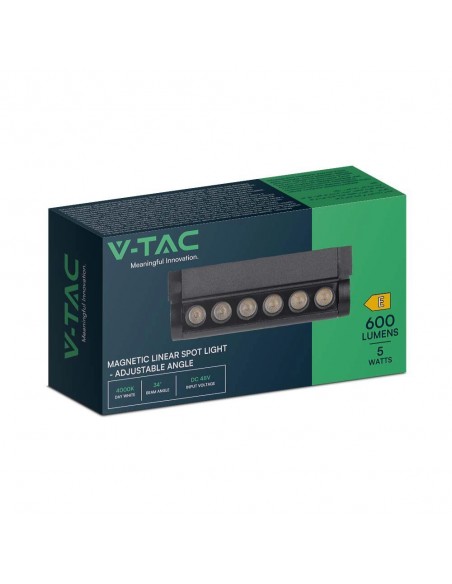 10259-Faretto LED Lineare da Binario Magnetico Regolabile  Colore Nero  IP-2